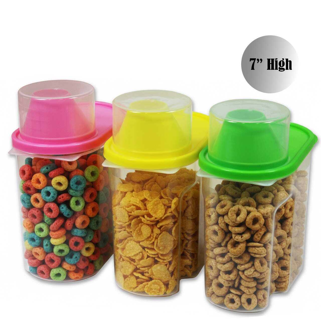 BPA-Free Food Storage Containers with Lid - Perfect for Storing Flour, Sugar, Grains, Rice, Cereals, and Baking Supplies for Better Kitchen Organization - Set of 3 in Green, Pink, and Yellow